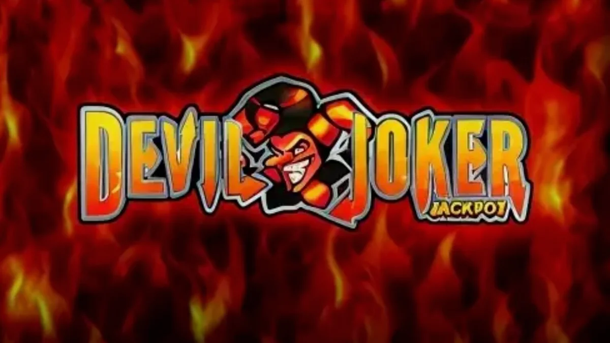 Devil Joker Jackpot slot machine interface with fiery retro symbols