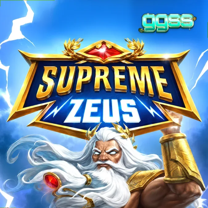 Interface do jogo de slot Supreme Zeus com elementos mitológicos e moedas douradas.